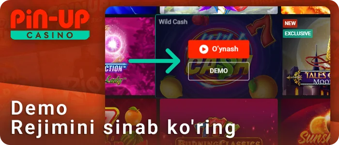 PIN Up veb-saytida demo rejimida uyani oching va sinab ko'ring